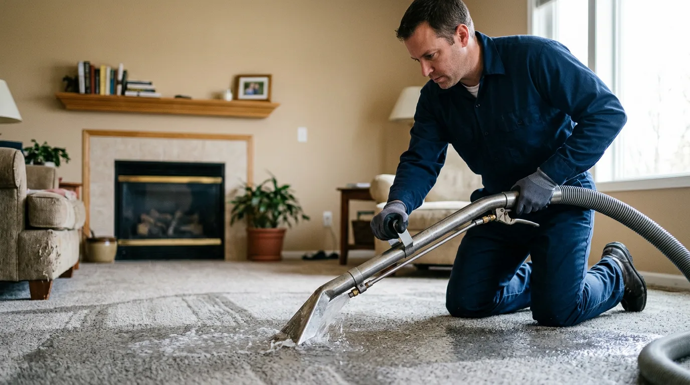 Water damage restoration technician working near Cable, WI